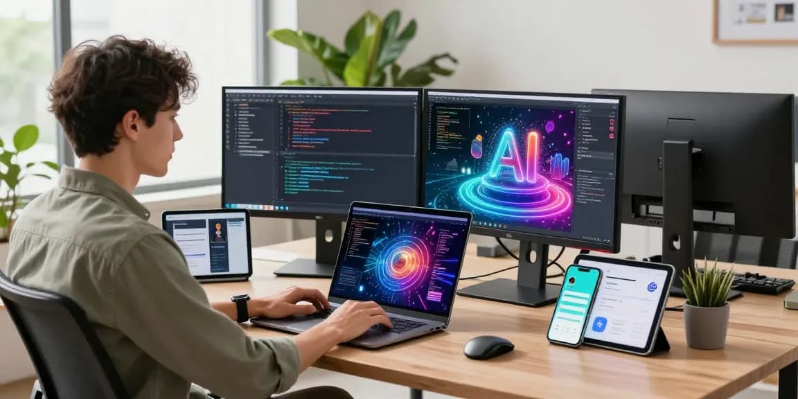 Explore the innovative workspace featuring juicy ai technology in action with vibrant displays and creative elements.