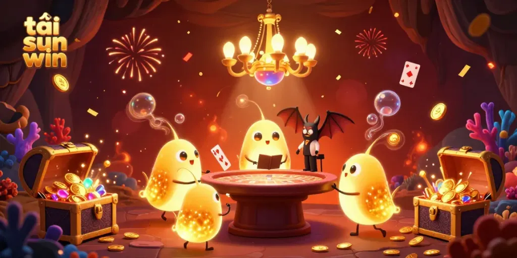 Engage with exciting gameplay in the vibrant tải sun win casino scene featuring glowworms illuminating the atmosphere.