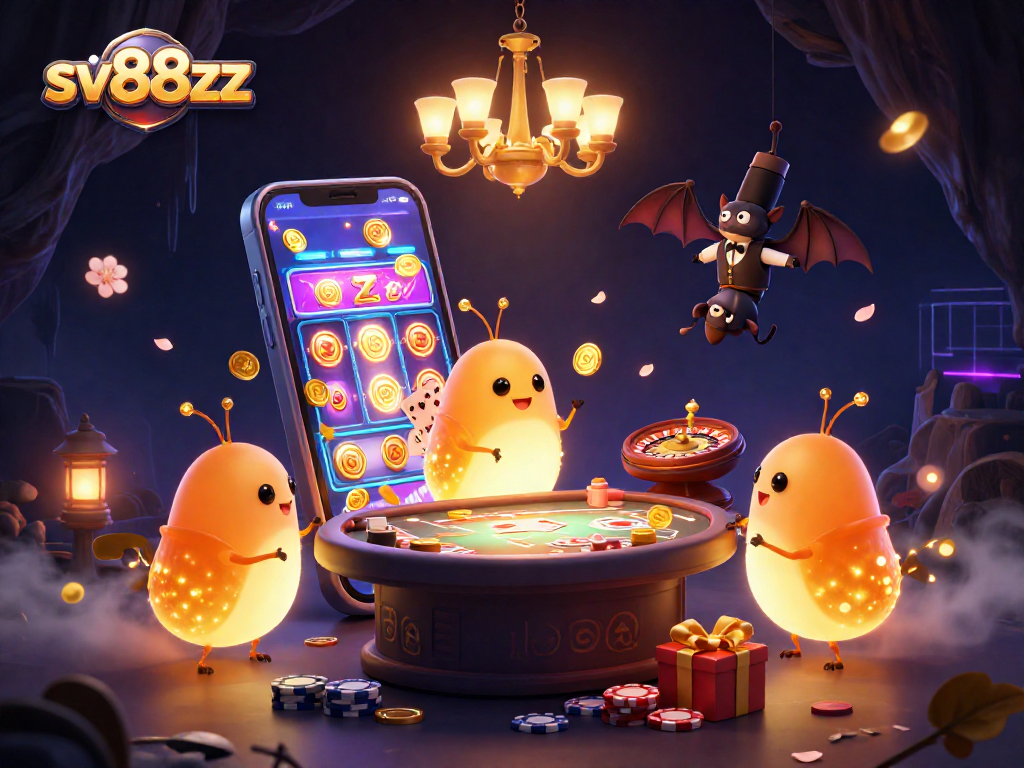 Engage in thrilling games at sv88zz, illuminated by inspiring glowworms in a cave casino.
