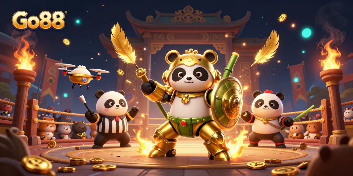 Experience thrilling gameplay at Go88 with a dynamic fight arena showcasing vibrant characters and explosive effects.