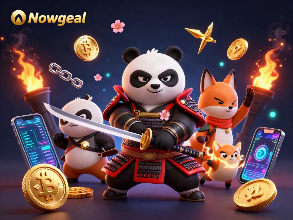 Experience thrilling moments with Nowgoal as a samurai panda and fox ninja join the action amidst dynamic game elements.