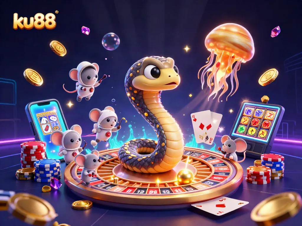 Experience thrilling bets with ku88 in a vibrant casino atmosphere featuring cosmic characters.