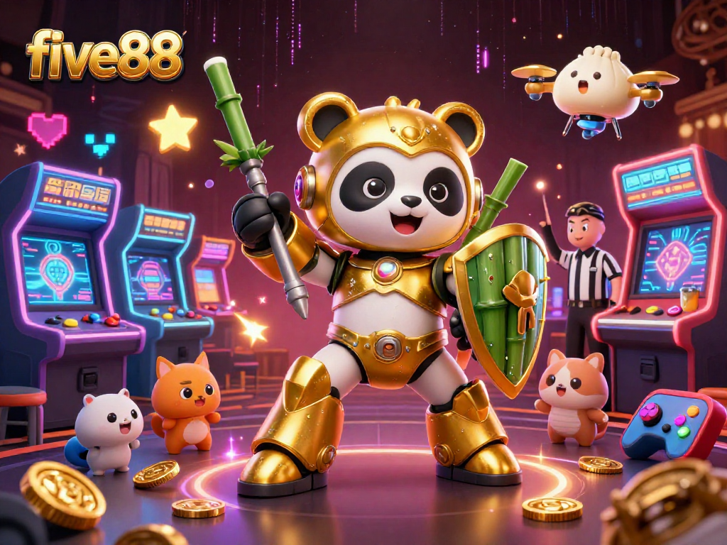Experience engaging gameplay at five88 with a vibrant 3D casino scene featuring dynamic characters and gaming elements.