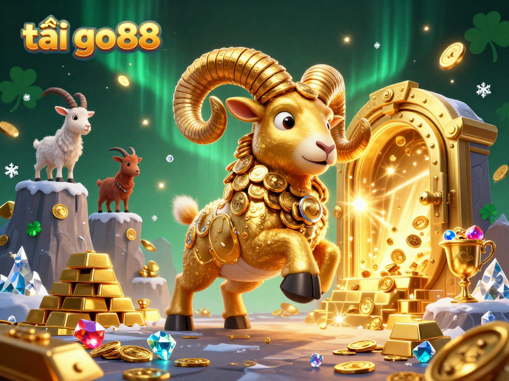 Experience excitement and fortune with tải go88 as golden treasures burst forth from a vault door in this vibrant gaming illustration.