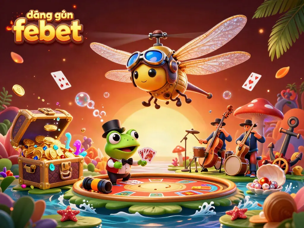 Engage in the vibrant 3D scene of đăng nhập febet featuring lively casino characters amidst underwater treasures.