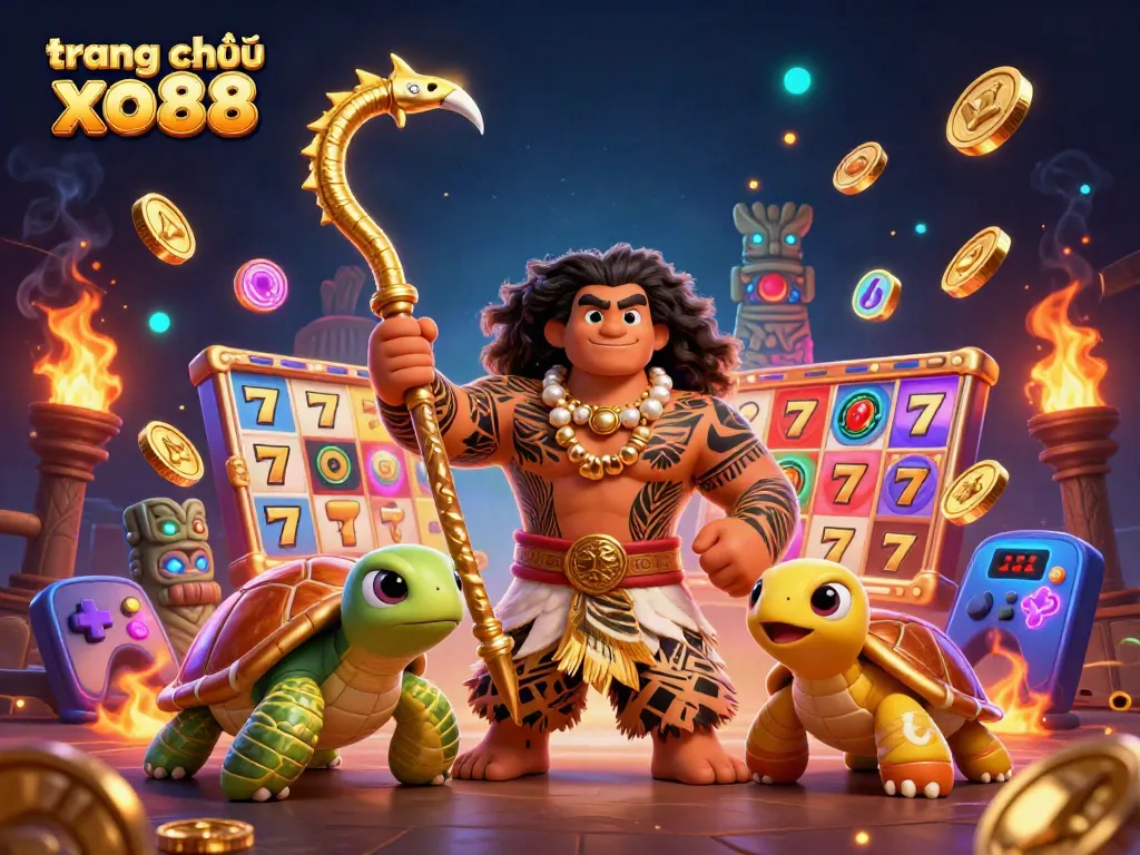 Experience the thrilling slots action on trang chủ xo88 with captivating 3D illustration featuring vivid gaming elements.