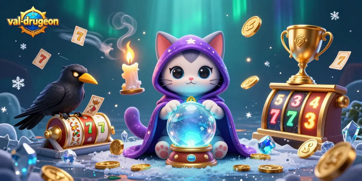 Experience thrilling chances at val-drugeon with vibrant slot reels and a mystical atmosphere.