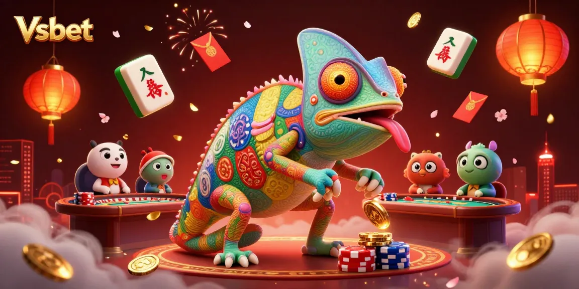 Experience the vibrant world of Vsbet through a dynamic casino scene filled with color and excitement.