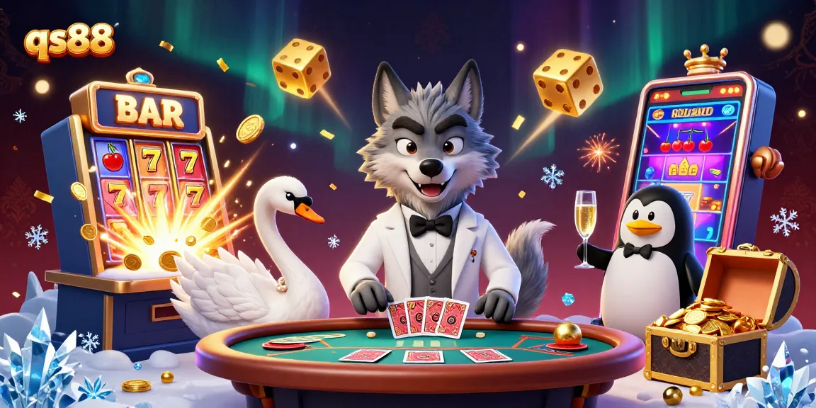 Experience thrilling wins at qs88 with 3D casino characters at a vibrant baccarat table.