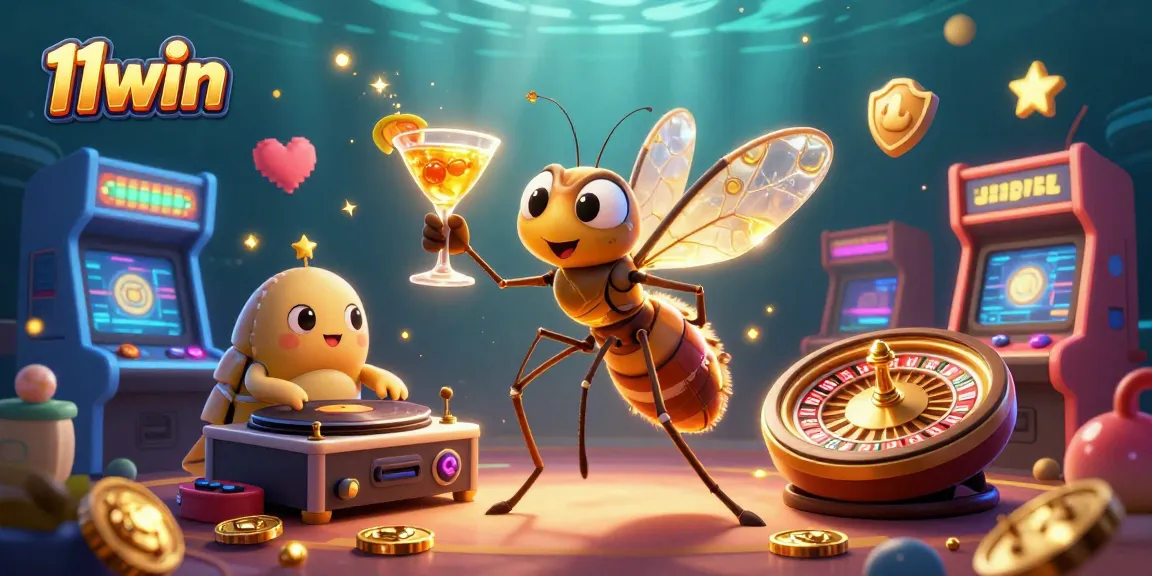 Engage with the vibrant 11win casino world through this dynamic illustration showcasing fun and excitement.