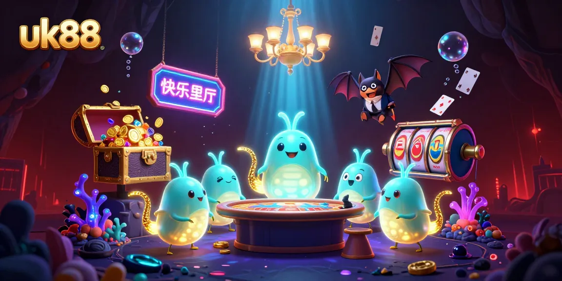 uk88 illuminates a cave casino with glowworms, creating an enchanting gambling experience.