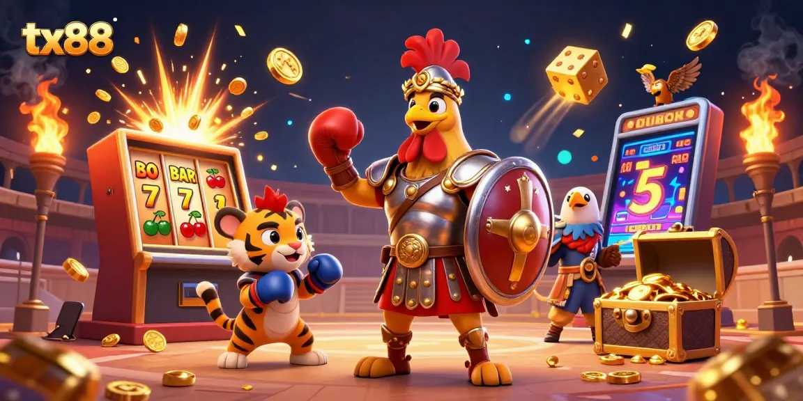 Engage in thrilling jackpot action with tx88 featuring a dynamic 3D casino illustration.