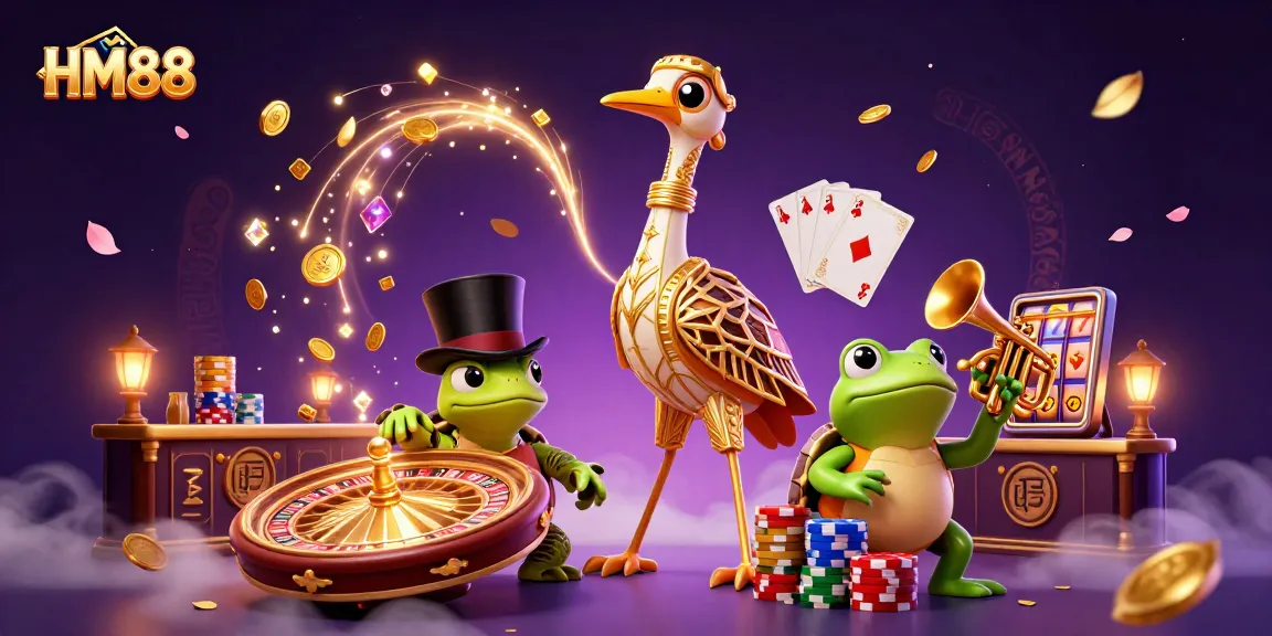 Experience the excitement at HM88 with vibrant casino characters and dynamic game elements!